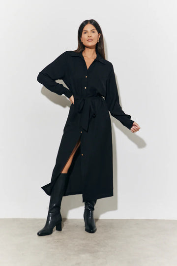 Belted Midi Shirt Dress